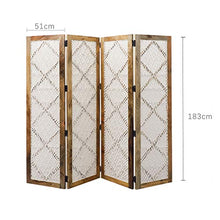 Room Screen Even Divisorio per Soggiorno Mobile con Schermo Pieghevole in Pizzo Intrecciato Naturale, Privacy con Schermo Pieghevole Diamond Diamond, Parete divisoria a 4 Pannelli