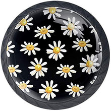 Little Daisy Flowers Black Pomelli per Porta Set di 4 Pomelli per Mobili Manopole per Cassetti Cucina Armadio Vetro