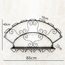 DNSJB - Portabottiglie da parete, in ferro metallico, per vino, bicchieri in stile vintage, per 7 bottiglie e 5 bicchieri