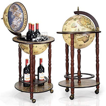 DREAMADE Mappamondo Bar Mobile Bar, Portabottiglie Scaffale per Vino con 3 Ruote, 88 x 45 x 45cm (medello 2)