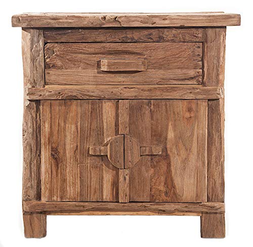 Windalf Natura Vintage Cassettiera Corridoio Carol 71 cm Legno di radice Rustico Comodino Comodino Sideboard artigianale pezzo unico