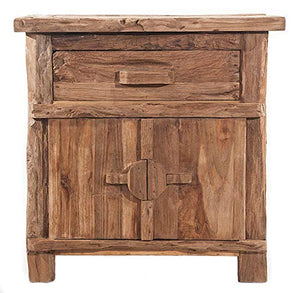Windalf Natura Vintage Cassettiera Corridoio Carol 71 cm Legno di radice Rustico Comodino Comodino Sideboard artigianale pezzo unico