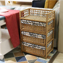 MAHFEI-Cestini Portaoggetti, Stile Country Cassettiera in Rattan Tessitura A Mano Comodino da Pavimento Armadio per Bambini Stabile E Durevole Organizza La Cassettiera