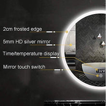 Specchio Rotondo Illuminato Specchio da Bagno con Luce a LED, Specchio per Il Trucco con Interruttore Smart Touch, visualizzazione della Temperatura del Tempo