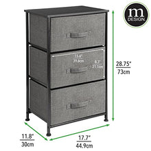 mDesign Comodino in stoffa – Organizer pratico con 3 cassetti – Cassettiera ideale per la camera da letto, l’appartamento o per stanze piccole – antracite