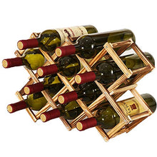 MKSI Portabottiglie da Cucina, Portabottiglie Vino Pieghevole in Legno, Espositore per Vino, Portabottiglie Diamond per Bar, Cantina, Armadietto, Dispensa (10 Bottiglie)