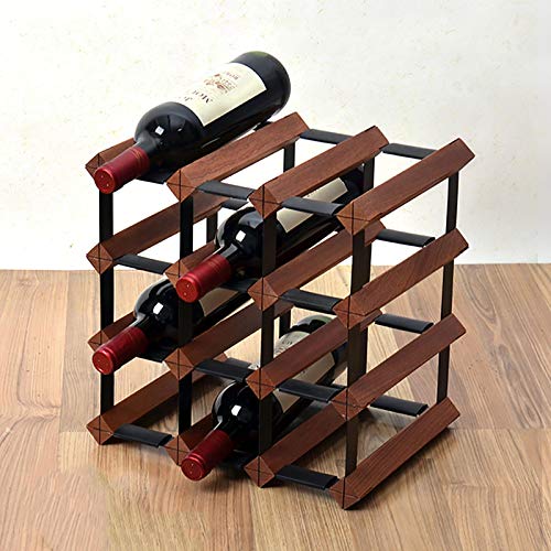 Porta bottiglie da vino Portabottiglie Da Vino A 4 Livelli In Legno, Portabottiglie Da Appoggio, Portabottiglie Rimovibile Per Bancone Da Cucina, Spazio Per 12 Bottiglie(Size:Colore scuro)