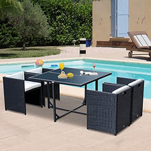 Outsunny Set Mobili da Giardino 5pz Set Tavolo da Pranzo con 4 Sedie con Cuscini Combinabili a Rettangolo