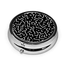 Scatola rotonda per medicina portatile, mini pillole in metallo, dispenser per pillole tascabili, borsa da viaggio, modello Memphis