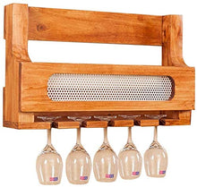 Classico Multifunzione Vino mensola montaggio a parete di legno di pino bottiglia di vino |Rack Glass |Mensola Holder Vino stand |Titolare Calice Hanging 5 Wine Glass ripiano for ristoranti, 60x36cm q