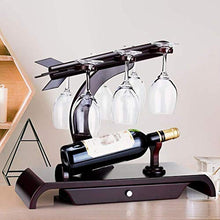 Scaffale Legno Porta Vino Portabottiglie Per Vino Pratico Scaffale Per Bottiglie Di Vino- Portabottiglie Per Decorazione Domestica, 1 Bottiglia E 6 Bicchieri Da Vino