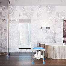 QWET Sgabello da Bagno, Sgabello da Doccia Rotondo Girevole A 360 Gradi per Anziani E Bambini in Altezza Regolabile, Adatto per Bagno, Passaggio D'Ingresso, Balcone,Blu