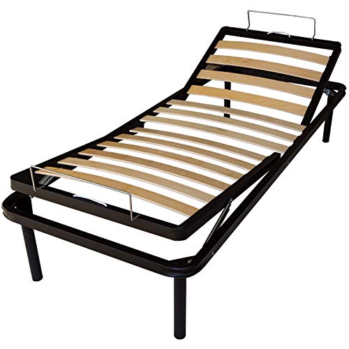 DOLCI SOGNI Rete Letto Singolo 80x190, Letto Singolo Reclinabile con Rete a Doghe, Altezza 35cm, Alzatesta e Alzapiedi a Reclinazione Manuale e Indipendenti, Ideale per Gravidanza, 100% Made In Italy