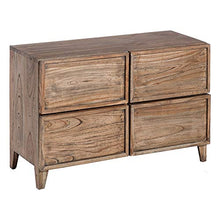 Lolahome - Cassettiera Naturale Rustica in Legno di Mindi con 4 cassetti, 90 x 38 x 62 cm