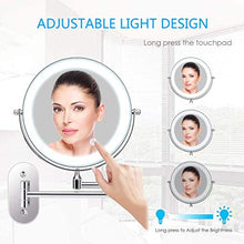 BJH Specchio per Il Trucco con luci dimmerabili Specchio da Bagno a Parete con ingrandimento in Acciaio Inossidabile Touch Screen da Barba in Camera da Letto