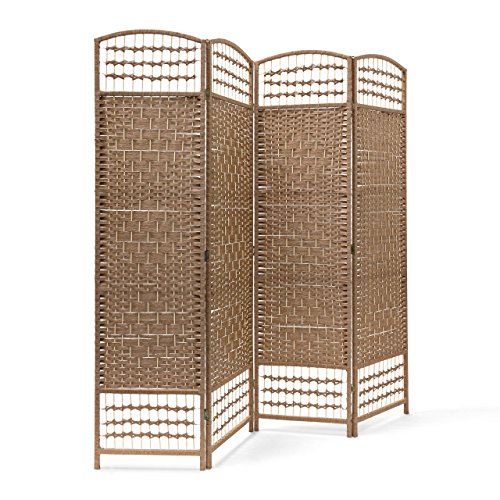 Relaxdays 10020068_126 Divisorio/Paravento, Legno, Naturale, 2x180x179 cm