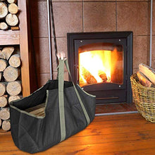 Namvo Porta legna da ardere Tronchi Borsa robusta e robusta in tela con manici per campeggio (nero + verde)