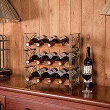 X-cosrack rustico impilabile per 12 bottiglie di vino a 3 ripiani autoportanti per vino, supporto da bancone e liquori, 41,9 x 17,8 x 41,9 cm, design H-Patent