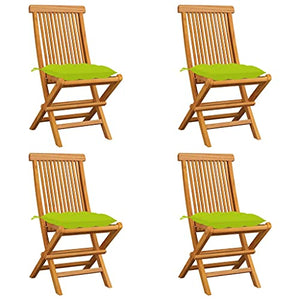 vidaXL Sedie da Giardino Cuscini Verde Brillante 4 pz Massello di Teak