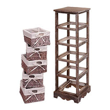 Mendler Serie Vintage scaffale cassettiera con 5 ceste Legno di paulonia 28x25x90cm Marrone