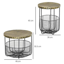 Outsunny Set di 2 Tavolini da Giardino in Metallo con Ceste, Arredamento da Esterno Stile Industriale Nero