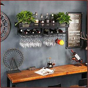 AWJ Portabottiglie da Parete Organizer | Portabottiglie di Vino Creativo | Espositore per Vino | Bicchieri a Calice | Sala da Pranzo, Bar, Cantina
