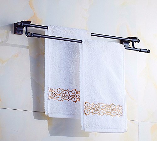 MBYW Portasciugamani Moderno Minimalista Portasciugamani Elegante per Il Bagno di Moda Portasciugamani Doppio, Ciondolo Hardware Completo in Rame per Bagno, Fascia Alta Nera