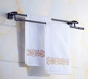 MBYW Portasciugamani Moderno Minimalista Portasciugamani Elegante per Il Bagno di Moda Portasciugamani Doppio, Ciondolo Hardware Completo in Rame per Bagno, Fascia Alta Nera