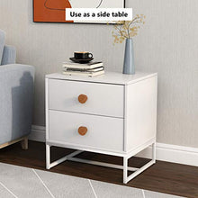 Plcnn Set di 2 comodini, comodino con 2 cassetti, in legno MDF e metallo, 48 x 39,5 x 52 cm, comodino bianco piccolo per casa, ufficio, soggiorno, camera da letto