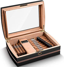 RVTYR Cigar Box - Finestra Trasparente Cigar Box Mellow Legno di Cedro Vetro Piano Vernice Cigar Humidor Cigar Cabinet Nero Cigar Box umidificatore per sigari DXSUYT (Color : A)