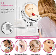 MRJ Specchio Trucco con Ingrandimento 5X/1X Specchio Parete LED Specchio Estensibile da Bagno Rotazione a 360° Ideale per Bagno Hotel Spa, EU Plug