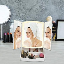 Specchio illuminato, specchio cosmetico con luci a LED e trucco, regolabile touch screen illuminato specchio trucco tri-pieghevole tavolo da lavoro controsoffitto specchio cosmetico