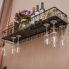 L.TSN Mensola a Muro in Stile Europeo Portabottiglie da soffitto in Ferro Metallico Portabottiglie per Vino Portabottiglie e Bicchieri da Vino Portabottiglie da Vino Porta calici - Nero (Dimension