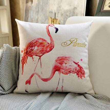 XMZFQ Cuscino Decorativo, Modello di Fenicotteri, Cuscino Quadrato in Lino di Cotone per Divano Auto (Contiene Anima del Cuscino), 45 * 45 cm, Set di 2,B