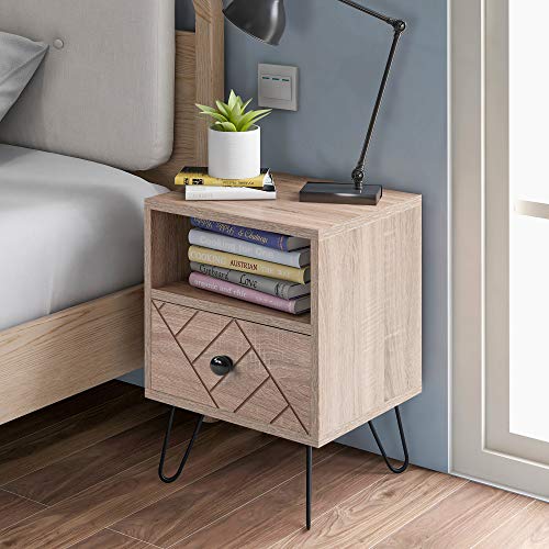 Q-HL Comodino Camere da Comodino unità di Storage per Stand Notturni Con1 Cassetti E 1 Scaffale per Stoccaggio Mobili per La Casa per Soggiorno Camera da Letto