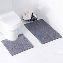 Set da bagno in due pezzi rettangolare a forma di U Tappetino da bagno Tappetino antiscivolo facile da pulire Indossabile per il bagno per il soggiorno(Dark gray)