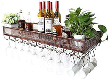 MFLASMF Bar Counter Floating Shelves Wine Rack Wall Rack, Bottle And Glass Rack, Antique Wine Rack, Loft Vintage Wall Rack Storage Rack,Brass,60X35CM