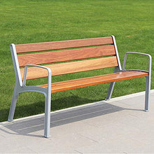 3 posti terrazza panchina da giardino panchina da parco mobili da esterno, Struttura in fusione di alluminio e legno massello Sedia a doghe con schienale, Sedia da veranda resistente alle intemperie