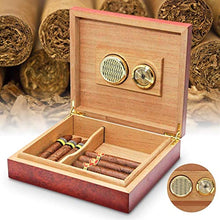 Humidars Cigar Humidor - 20 Count Brown Legno di Cedro allineato Cigar Humidor umidificatore con igrometro Caso Box con Moisture Meter Idratante dispositivo mantenerlo fresco .Scatola di immagazzinagg