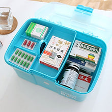 Ovitop Scatola Medica a Doppio Strato con Coperchio Scatola di Immagazzinaggio Medico Soccorso Kit di Pronto Soccorso Domestico Portatile-Blu