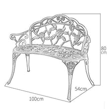 Panchina da Giardino per Esterno, Sedia con Seduta in Metallo e Veranda Panca con Schienale, Panca da Giardino Piazza Portico Percorso Cortile Prato Decor Sedia per 2-3 Persone