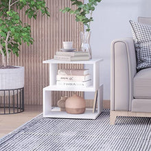 HOMCOM Tavolino da Caffè 2 Ripiani Aperti Design Moderno Salotto Soggiorno Legno 40x40x43cm Bianco