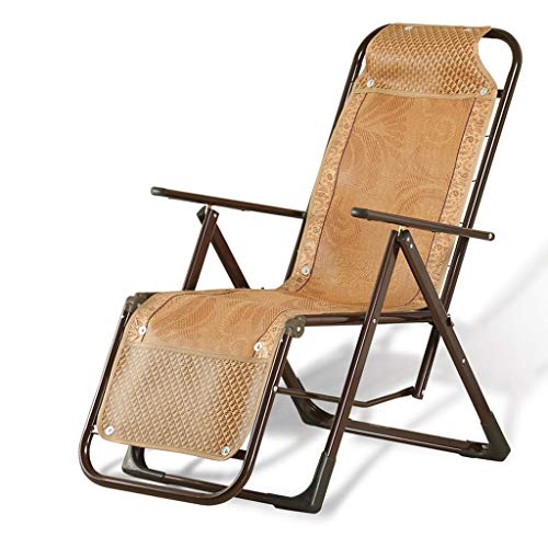 Hfyg Lettino Prendisole Sedia A Sdraio da Giardino Reclinabile, Sedia da Salotto Pieghevole Pigro Poltrona da Ufficio Reclinabile in bambù Chaise Longue (Color : Yellow)