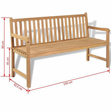 SHENGFENG Panca da giardino, in legno di teak, panca per sedersi, panca da esterno, 150 x 62,5 x 90 cm