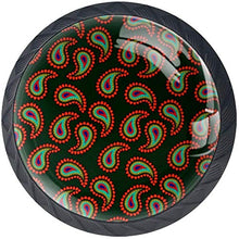 Rosso blu Paisley Swirls Pattern nero Pomelli per Porta Set di 4 Pomelli per Mobili Manopole per Cassetti Cucina Armadio Vetro