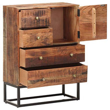 Tidyard Credenza Cassettiera Rustica Vintage con 4 Cassetti in Legno Grezzo di Acacia 65x30x90 cm,Cassettiera Vintage Rustica,Credenza da Salotto Rustica Vintage,Credenza con Cassetti