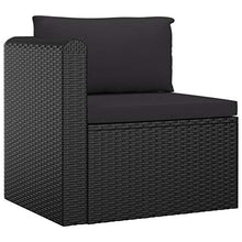 Tidyard 4 pz Set Divani da Giardino con Cuscini in Polyrattan,Salottino da Giardino con Divano,Poltrone e Tavolino,Nero