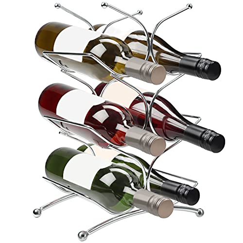 Belle Vous Portabottiglie Vino da Terra in Acciaio Inossidabile - Porta Bottiglie di Vino da 6 - Espositori Vino da Tavolo 3 Livelli per Esposizione - Porta Vino da Terra per Cucina, Dispensa, Cantina