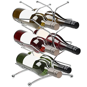 Belle Vous Portabottiglie Vino da Terra in Acciaio Inossidabile - Porta Bottiglie di Vino da 6 - Espositori Vino da Tavolo 3 Livelli per Esposizione - Porta Vino da Terra per Cucina, Dispensa, Cantina