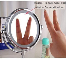 Specchio da Bagno Specchi per Il Trucco con luci e ingrandimento, Trucco Chrome da Tavolo Girevole a Due Lati